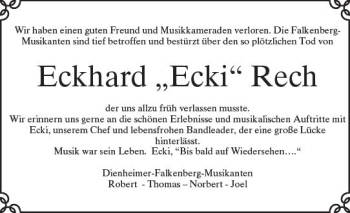Traueranzeige von Eckhard Rech von Trauerportal Rhein Main Presse
