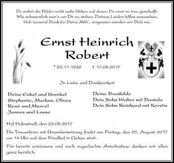 Traueranzeige von Ernst Heinrich Robert von VRM Trauer