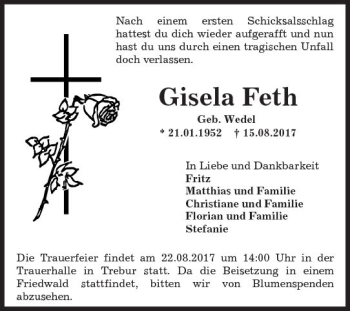 Traueranzeige von Gisela Feth von Trauerportal Rhein Main Presse