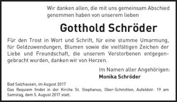 Traueranzeige von Gotthold Schröder von  Kreisanzeiger