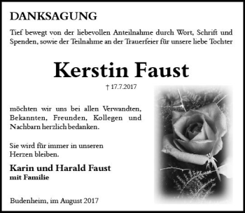 Traueranzeige von Kerstin Faust von Trauerportal Rhein Main Presse