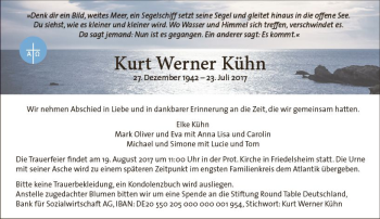 Traueranzeige von Kurt Werner Kühn von Trauerportal Rhein Main Presse
