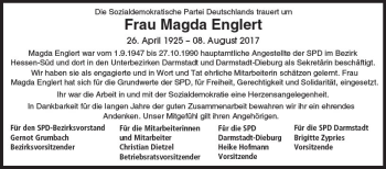 Traueranzeige von Magda Englert von Trauerportal Echo Online