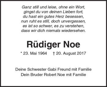 Traueranzeige von Rüdiger Noe von  Camberger Anzeiger