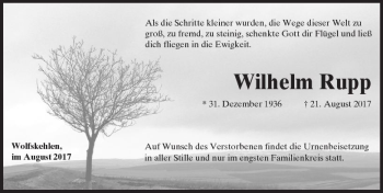 Traueranzeige von Wilhelm Rupp von Trauerportal Echo Online