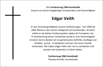 Traueranzeige von Edgar Veith von  Usinger Anzeiger