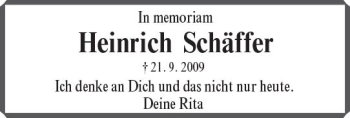 Traueranzeige von Heinrich Schäffer von Trauerportal Rhein Main Presse