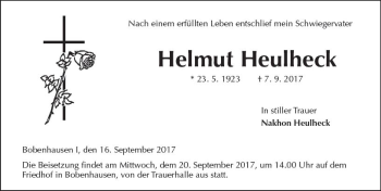 Traueranzeige von Helmut Heulheck von  Kreisanzeiger