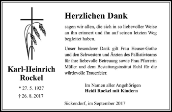 Traueranzeige von Karl Heinrich Rockel von VRM Trauer