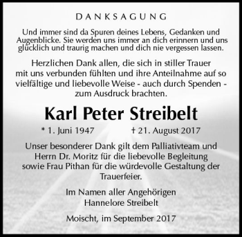 Traueranzeige von Karl Peter Streibelt von VRM Trauer