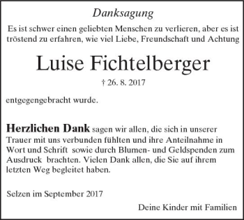 Traueranzeige von Luise Fichtelberger von Trauerportal Rhein Main Presse