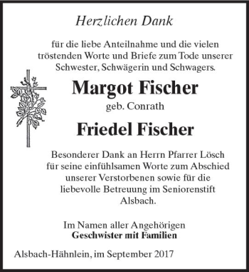 Traueranzeige von Margot Fischer von Trauerportal Echo Online