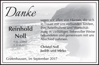 Traueranzeige von Reinhold Noll von Trauerportal Echo Online