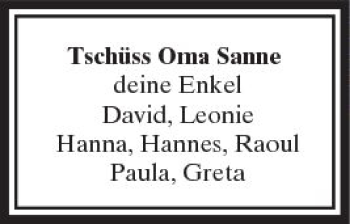 Traueranzeige von Sanne  von Trauerportal Rhein Main Presse