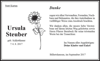 Traueranzeige von Ursula Steuber von VRM Trauer