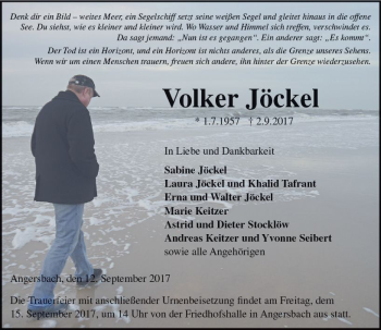 Traueranzeige von Volker Jöckel von VRM Trauer