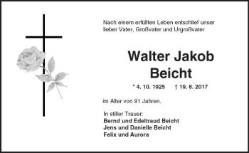 Traueranzeige von Walter Jakob Beicht von Trauerportal Echo Online