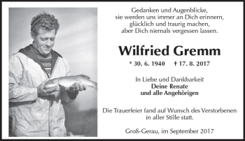 Traueranzeige von Wilfried Gremm von Trauerportal Echo Online