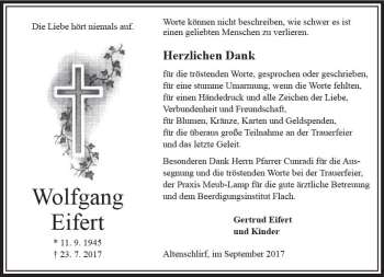 Traueranzeige von Wolfgang Eifert von VRM Trauer