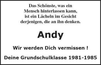 Traueranzeige von Andy Brunk von Trauerportal Rhein Main Presse