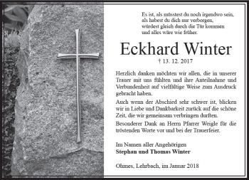 Traueranzeige von Eckhard Winter von VRM Trauer