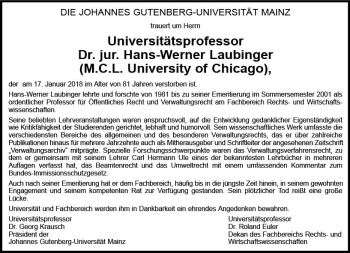 Traueranzeige von Hans-Werner Laubinger von Trauerportal Rhein Main Presse