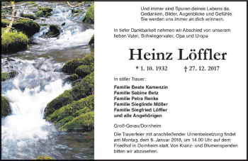 Traueranzeige von Heinz Löffler von Trauerportal Rhein Main Presse