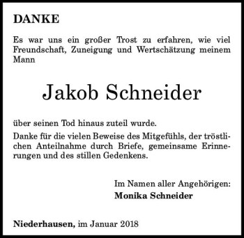 Traueranzeige von Jakob Schneider von Trauerportal Rhein Main Presse
