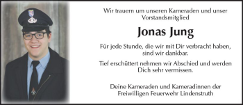 Traueranzeige von Jonas-Daniel Jung von  Gießener Anzeiger