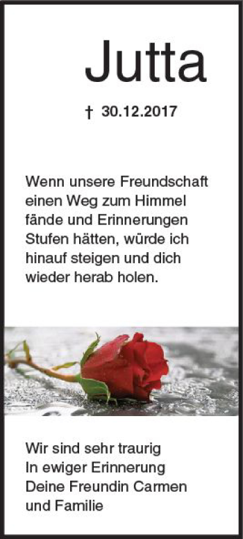 Traueranzeige von Jutta  von  Kreisanzeiger