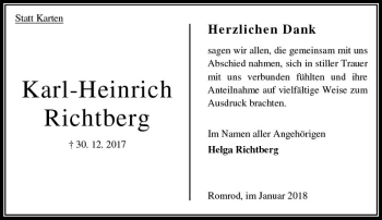 Traueranzeige von Karl-Heinrich Richtberg von VRM Trauer