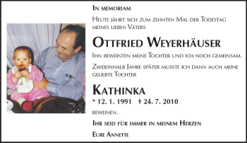 Traueranzeige von Katharina Weyerhäuser von Trauerportal Rhein Main Presse