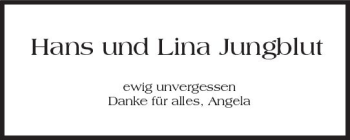 Traueranzeige von Lina Jungblut von Trauerportal Rhein Main Presse