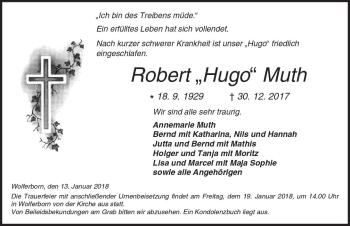 Traueranzeige von Robert Muth von  Kreisanzeiger