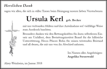 Traueranzeige von Ursula Kerl von Trauerportal Rhein Main Presse