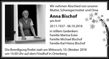 Traueranzeige von Anna Bischof von  Kreisanzeiger