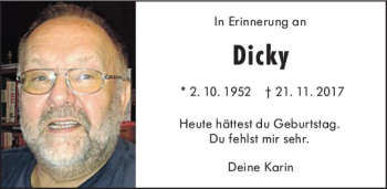 Traueranzeige von Dicky  von vrm-trauer