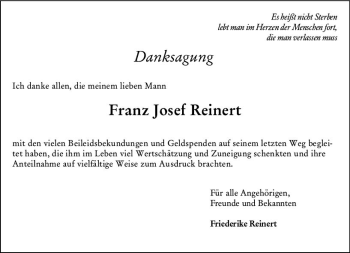 Traueranzeige von Franz Josef Reinert von vrm-trauer