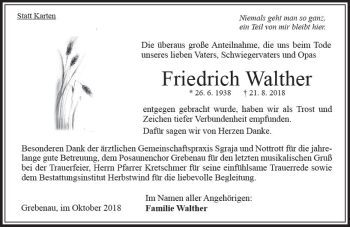 Traueranzeige von Friedrich Walther von VRM Trauer
