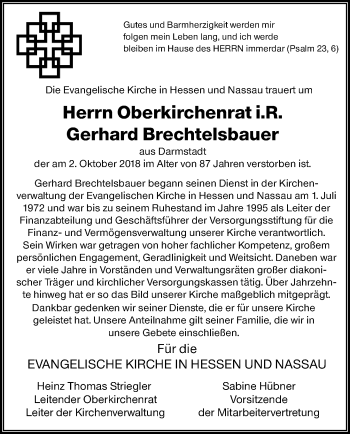 Traueranzeige von Gerhard Brechtelsbauer von vrm-trauer