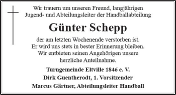 Traueranzeige von Günter Schepp von vrm-trauer