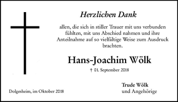 Traueranzeige von Hans-Joachim Wölk von vrm-trauer