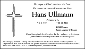 Traueranzeige von Hans Ullmann von vrm-trauer
