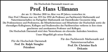 Traueranzeige von Hans Ullmann von vrm-trauer