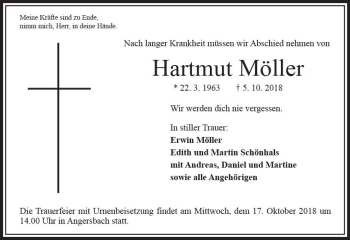 Traueranzeige von Hartmut Möller von VRM Trauer