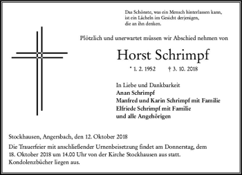 Traueranzeige von Horst Schrimpf von VRM Trauer
