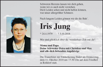 Traueranzeige von Iris Jung von vrm-trauer