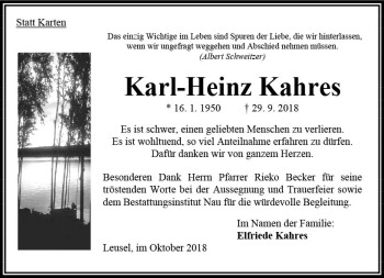 Traueranzeige von Karl-Heinz Kahres von VRM Trauer