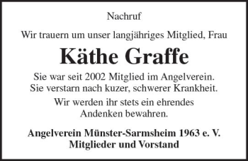 Traueranzeige von Käthe Graffe von vrm-trauer