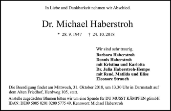 Traueranzeige von Michael Haberstroh von vrm-trauer